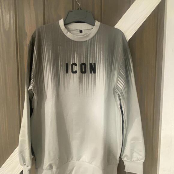 Icon Grey Graphic Crewneck Long Sleeve Shirt - Small - Picture 2 of 3